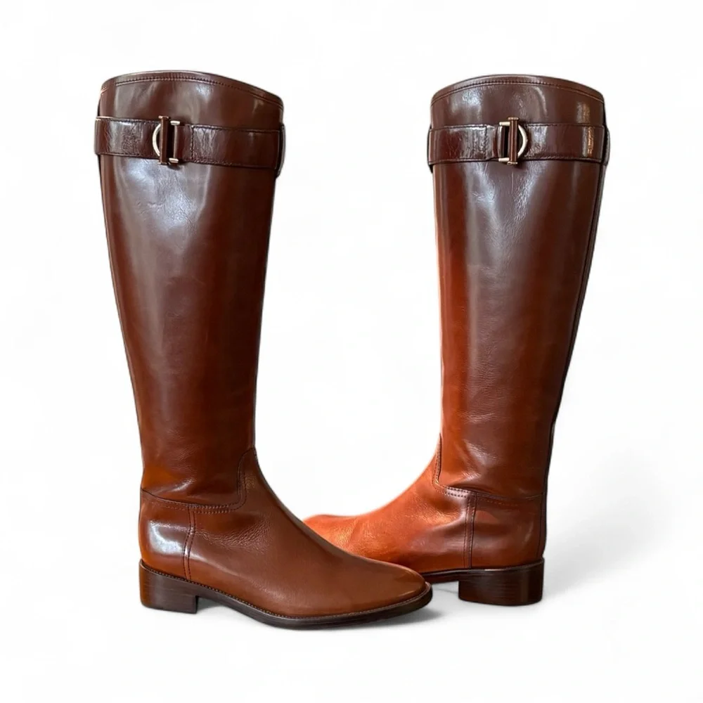Tory Burch Brown Leather Riding Boots size 10 🎁EUC